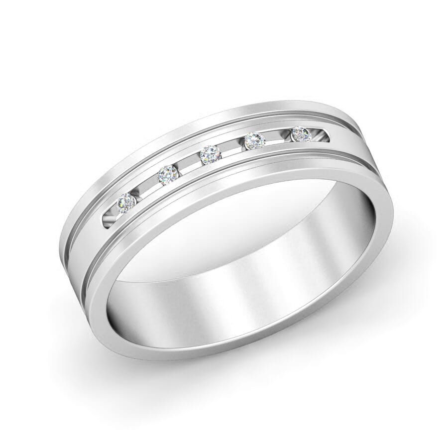 18KT Gold and 0.08 Carat F Color VS Clarity Diamond Band