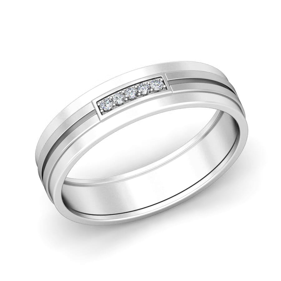 Platinum and 0.05 Carat F Color VS Clarity Diamond Band