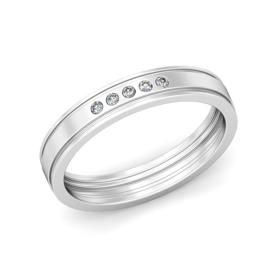 Platinum and 0.08 Carat F Color VS Clarity Diamond Band