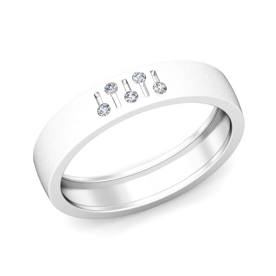 Platinum and 0.08 Carat F Color VS Clarity Diamond Band