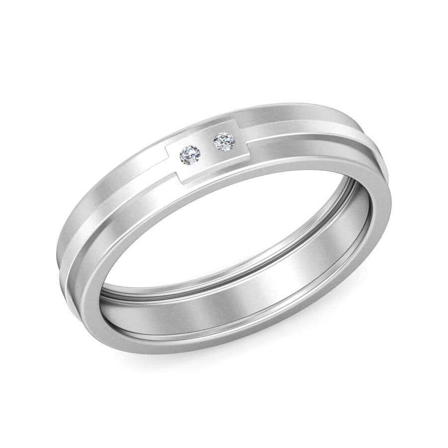 Platinum and 0.03 Carat F Color VS Clarity Diamond Band