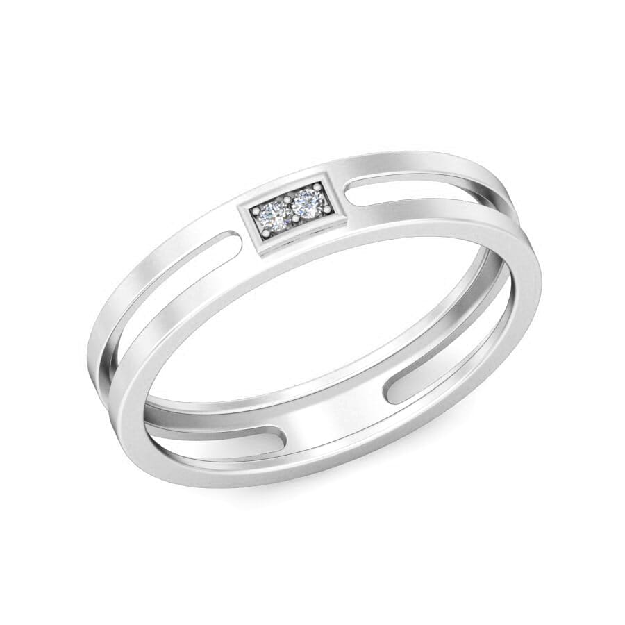 Platinum and 0.03 Carat F Color VS Clarity Diamond Band