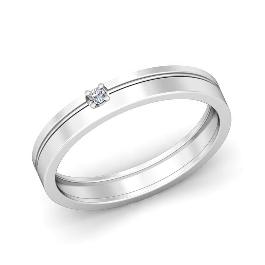 Platinum and 0.03 Carat F Color VS Clarity Diamond Band