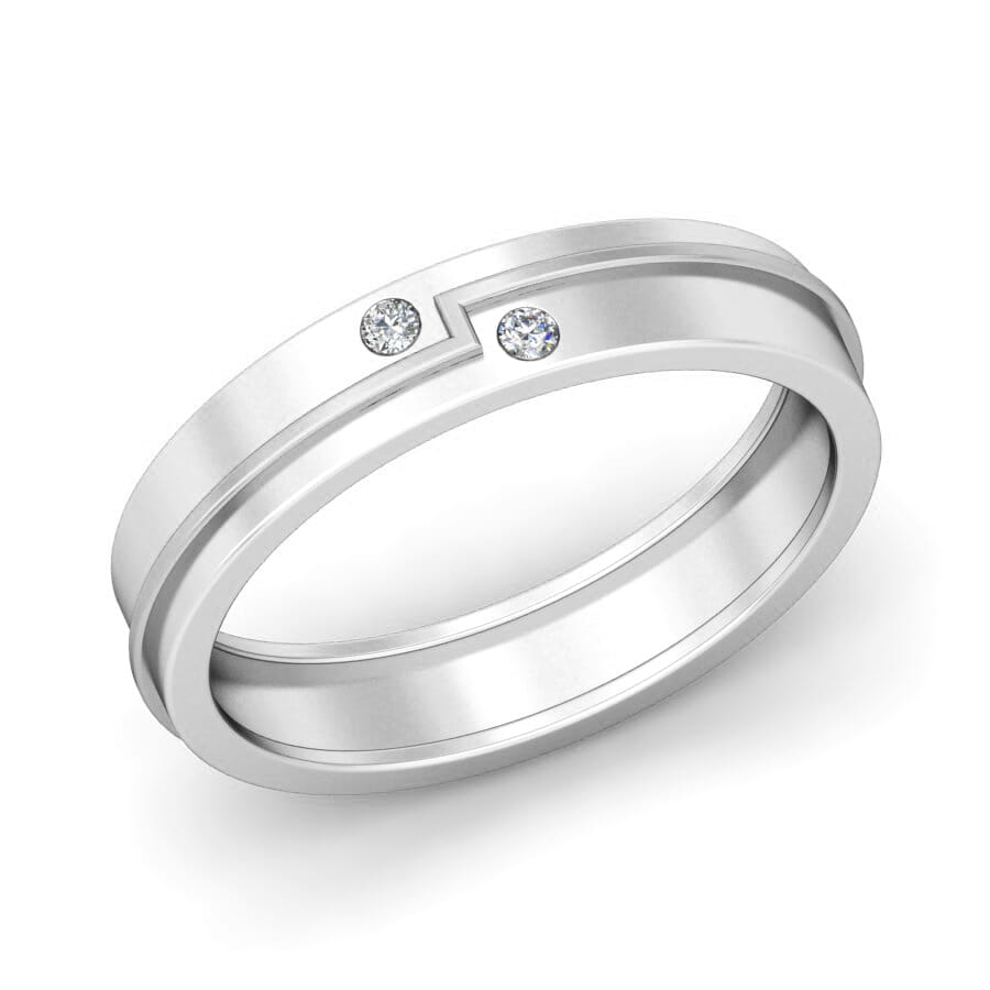 Platinum and 0.05 Carat F Color VS Clarity Diamond Band