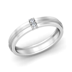 Platinum and 0.05 Carat F Color VS Clarity Diamond Band