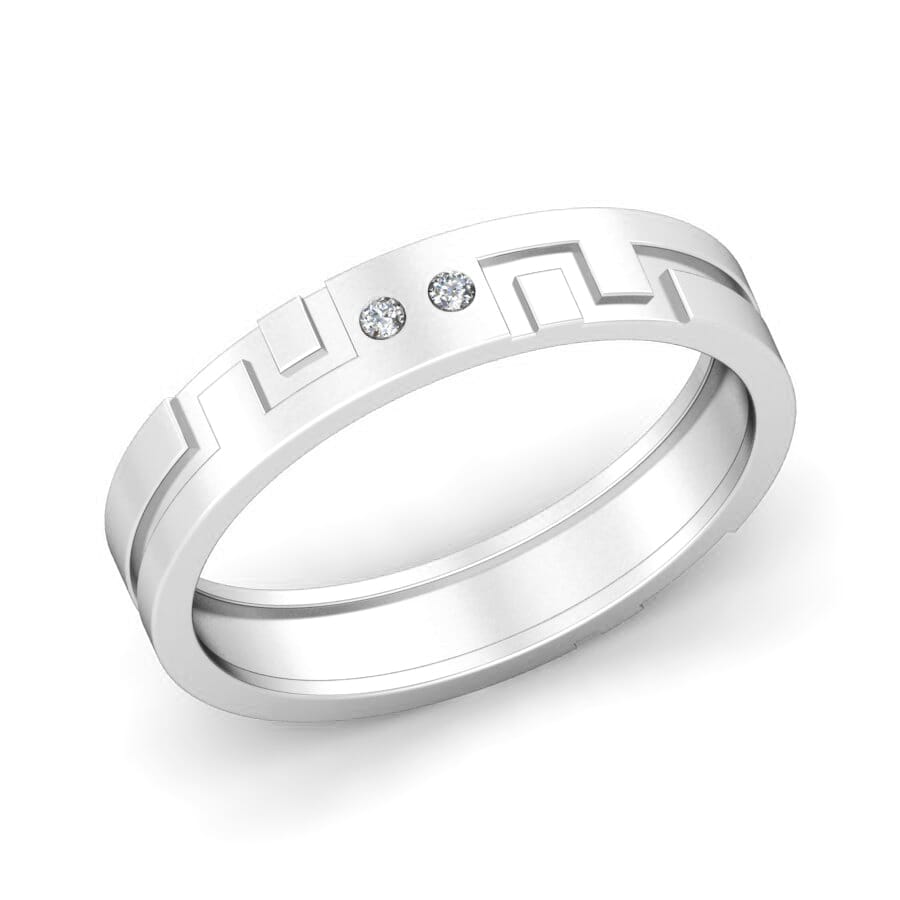 Platinum and 0.03 Carat F Color VS Clarity Diamond Band