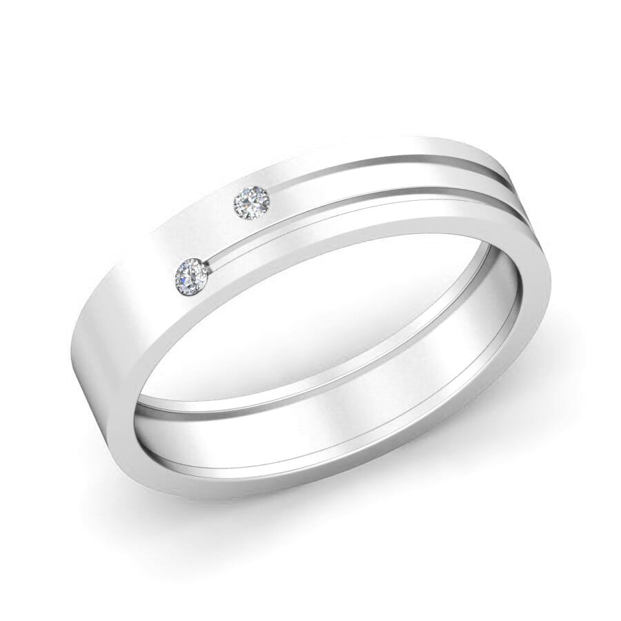 Platinum and 0.05 Carat F Color VS Clarity Diamond Band