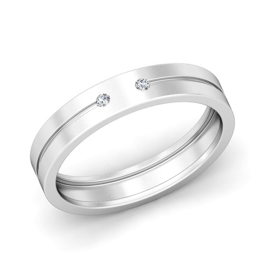 Platinum and 0.05 Carat F Color VS Clarity Diamond Band