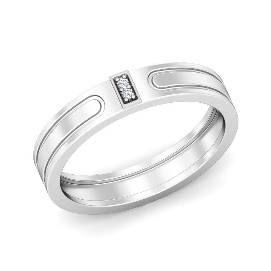 Platinum and 0.02 Carat F Color VS Clarity Diamond Band