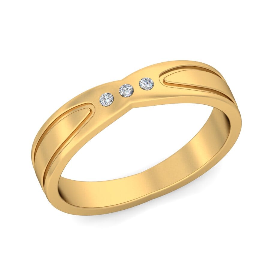 18KT Gold and 0.05 Carat F Color VS Clarity Diamond Band