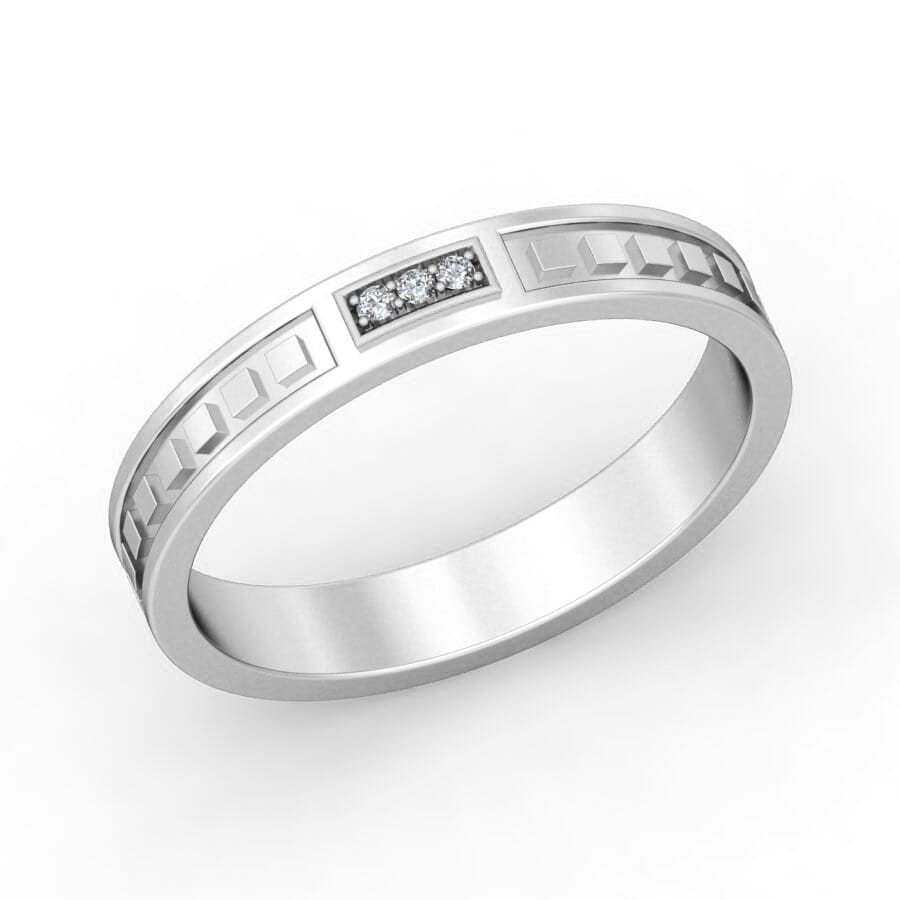 Platinum and 0.02 Carat F Color VS Clarity Diamond Band