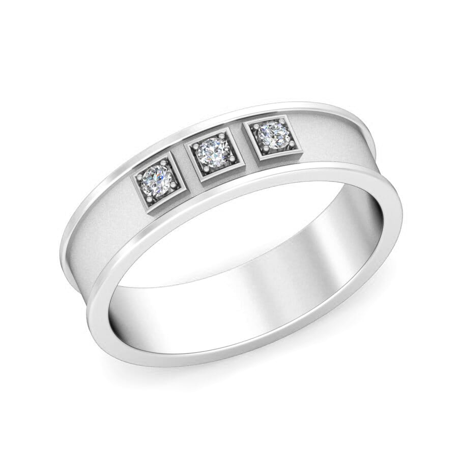 Platinum and 0.08 Carat F Color VS Clarity Diamond Band