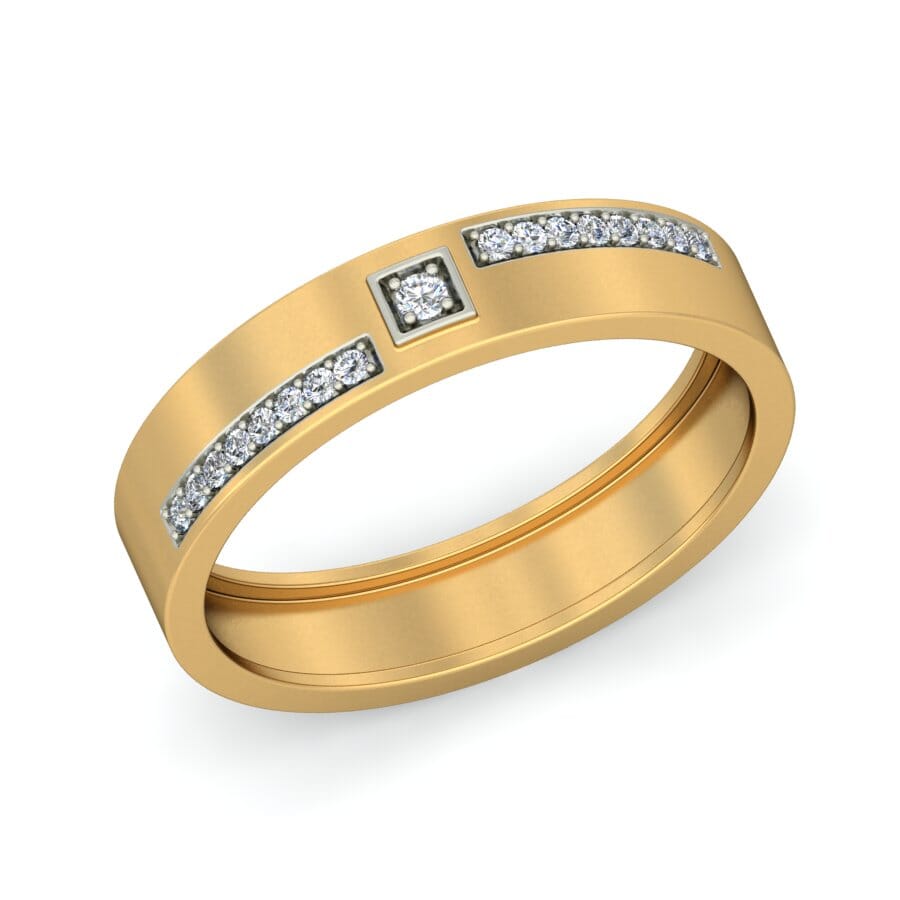 18KT Gold and 0.14 Carat F Color VS Clarity Diamond Band