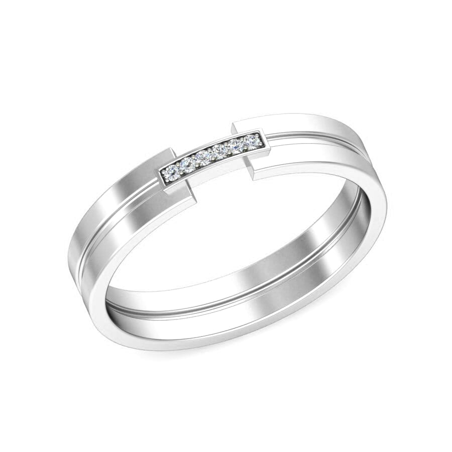 Platinum and 0.04 Carat F Color VS Clarity Diamond Band