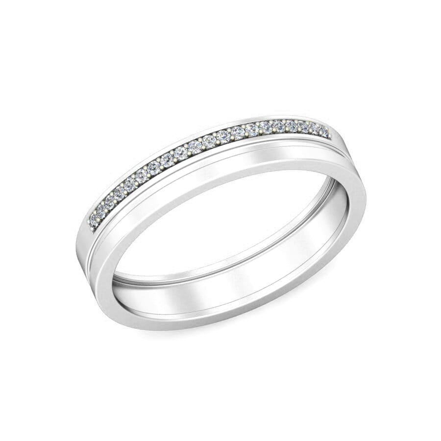 Platinum and 0.13 Carat F Color VS Clarity Diamond Band