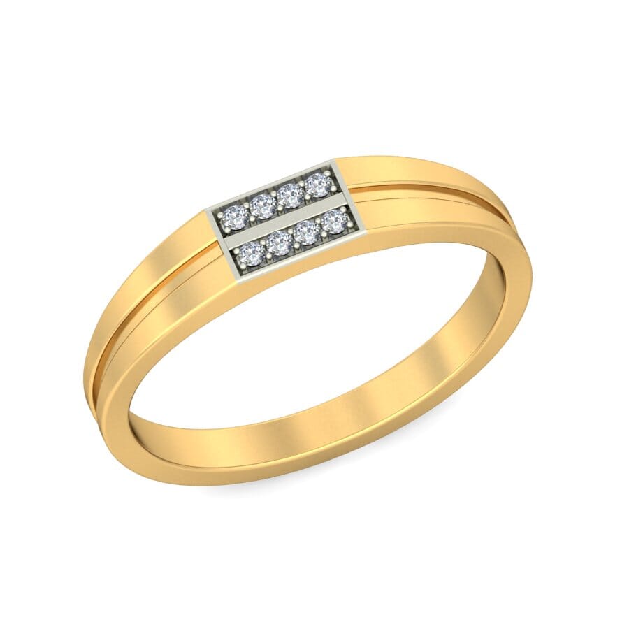 18KT Gold and 0.07 Carat F Color VS Clarity Diamond Band