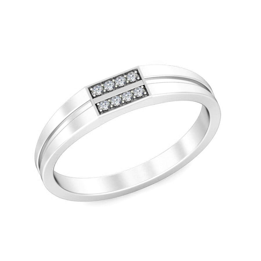 Platinum and 0.07 Carat F Color VS Clarity Diamond Band