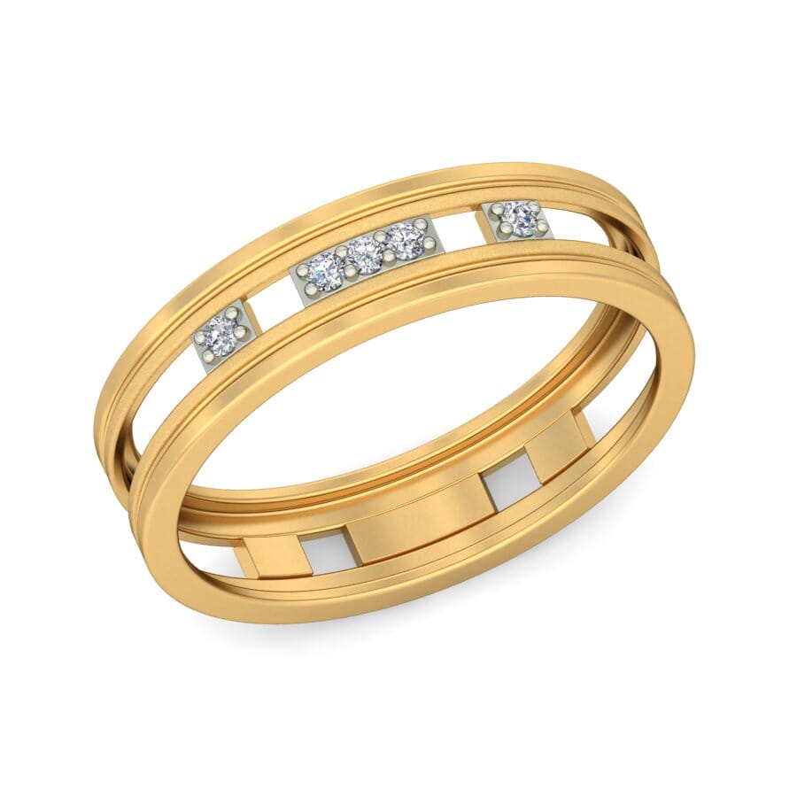 18KT Gold and 0.08 Carat F Color VS Clarity Diamond Band