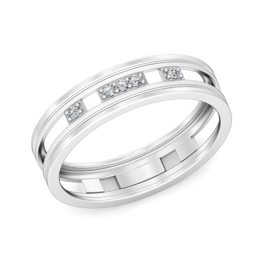 Platinum and 0.08 Carat F Color VS Clarity Diamond Band