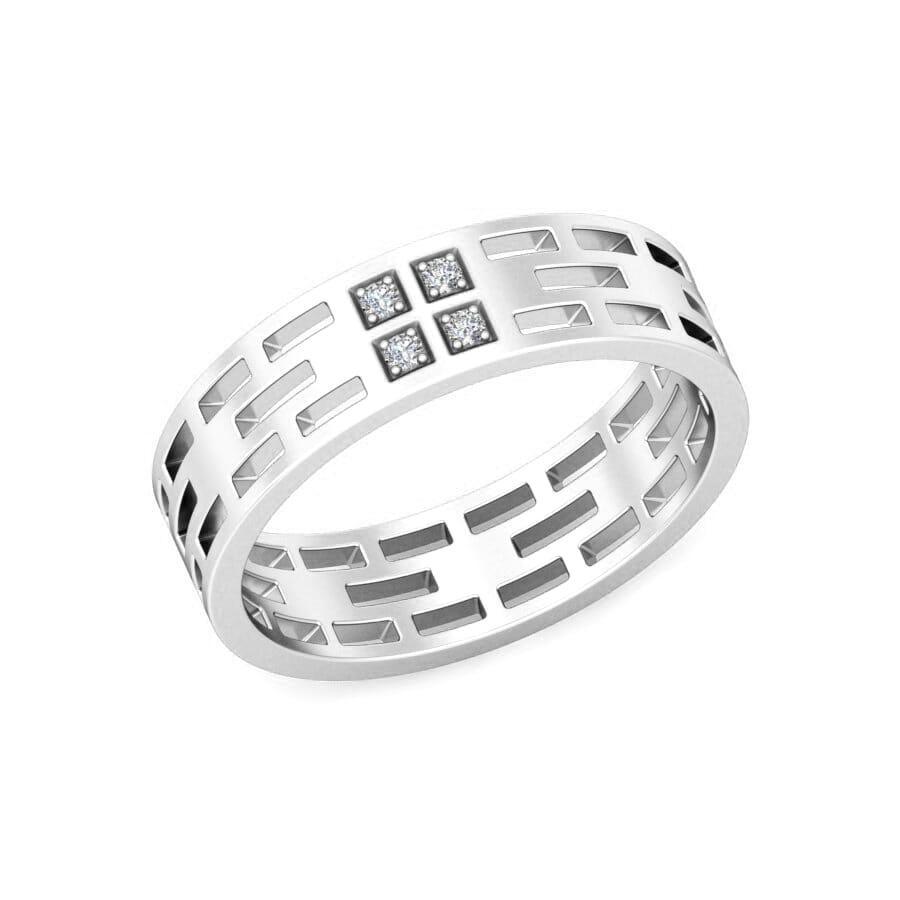 Platinum and 0.06 Carat F Color VS Clarity Diamond Band