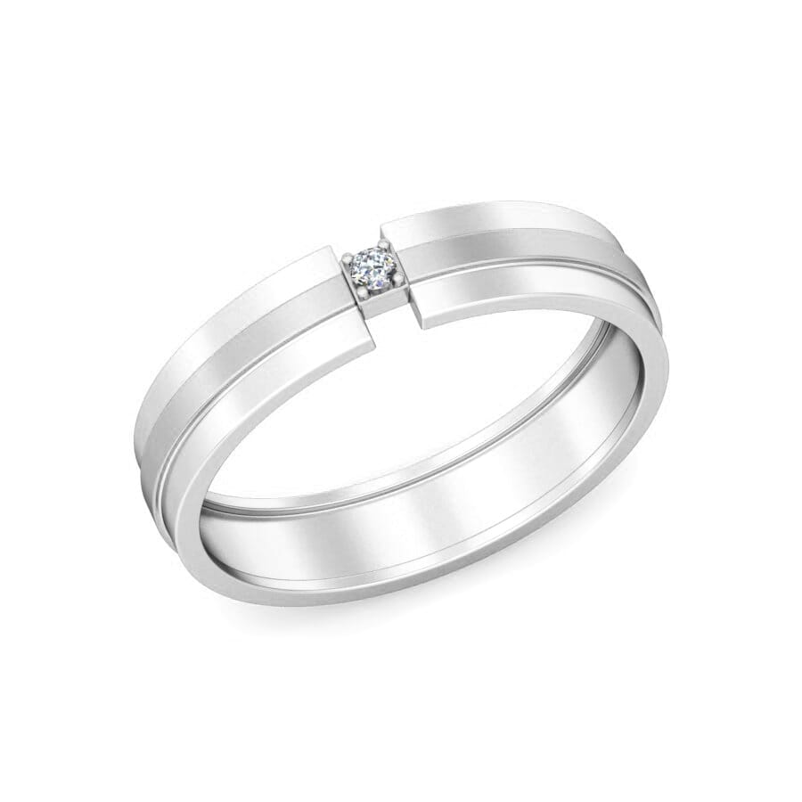 Platinum and 0.03 Carat F Color VS Clarity Diamond Band