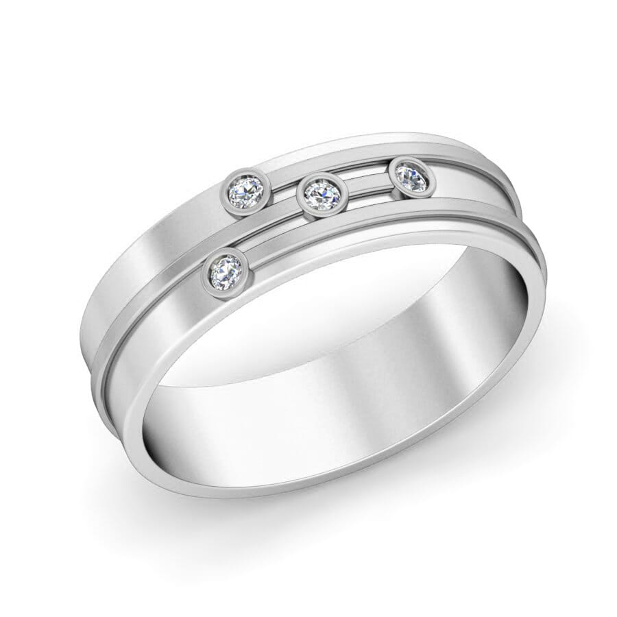 Platinum and 0.10 Carat F Color VS Clarity Diamond Band