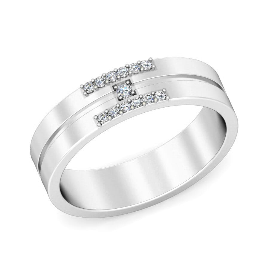 Platinum and 0.13 Carat F Color VS Clarity Diamond Band