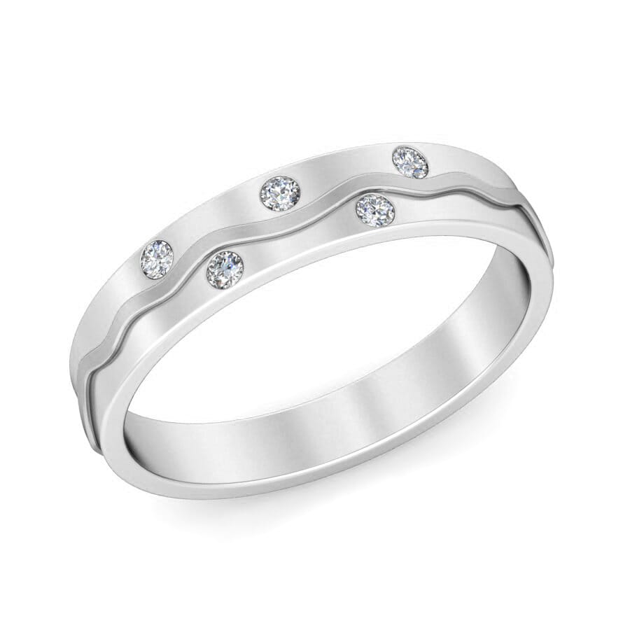 Platinum and 0.08 Carat F Color VS Clarity Diamond Band