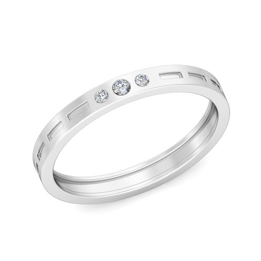 Platinum and 0.06 Carat F Color VS Clarity Diamond Band