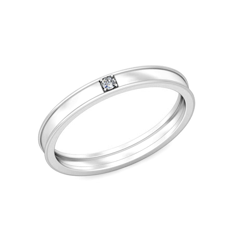 Platinum and 0.02 Carat F Color VS Clarity Diamond Band