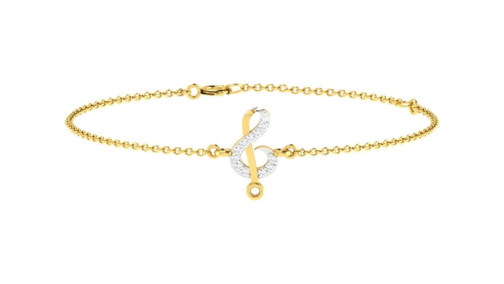 18KT Gold and 0.03 carat E-F/VS Diamond Chain Bracelet