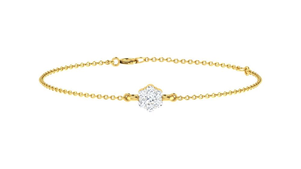 18KT Gold and 0.05 carat E-F/VS Diamond Chain Bracelet
