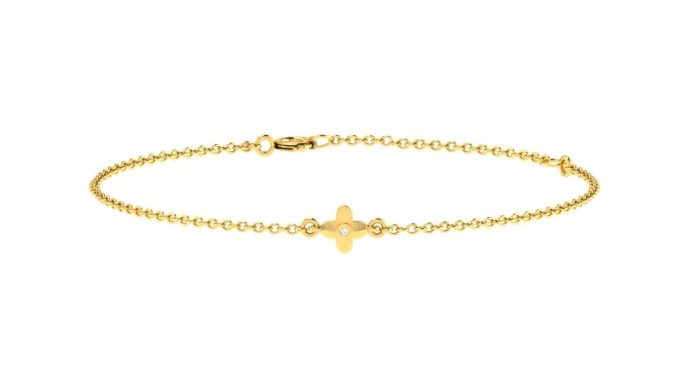18KT Gold and 0.01 carat E-F/VS Diamond Chain Bracelet