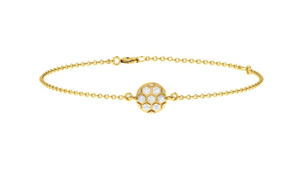 18KT Gold and 0.02 carat E-F/VS Diamond Chain Bracelet