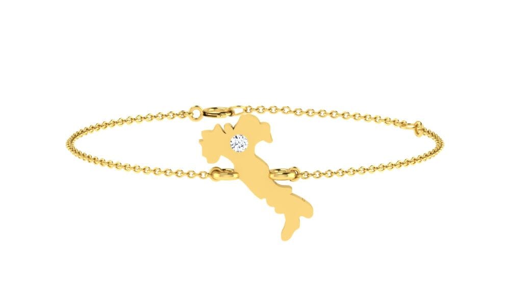 18KT Gold and 0.01 carat E-F/VS Diamond Chain Bracelet