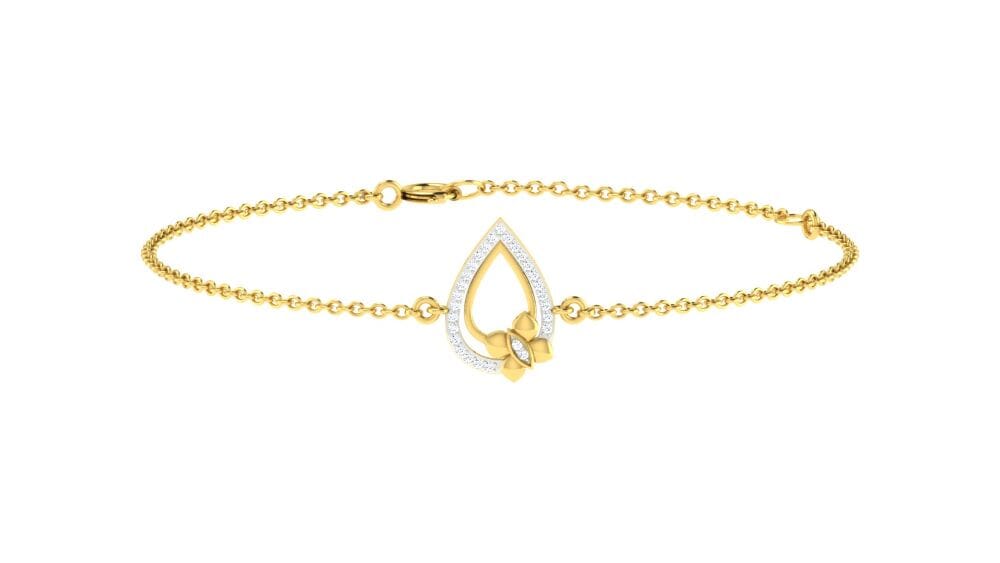 18KT Gold and 0.10 carat E-F/VS Diamond Chain Bracelet