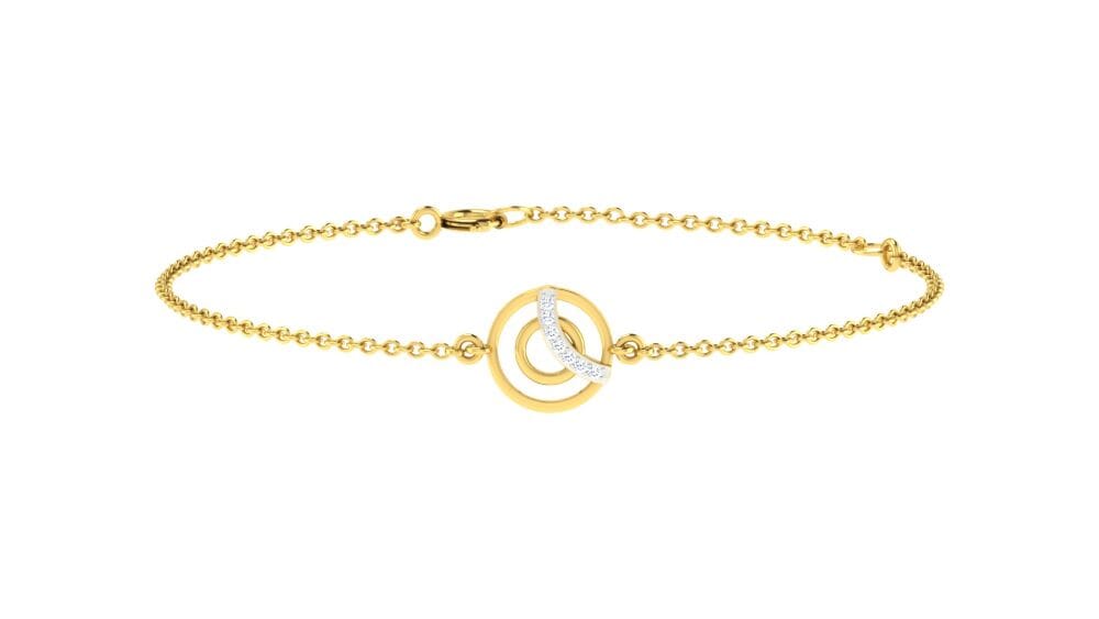 18KT Gold and 0.03 carat E-F/VS Diamond Chain Bracelet