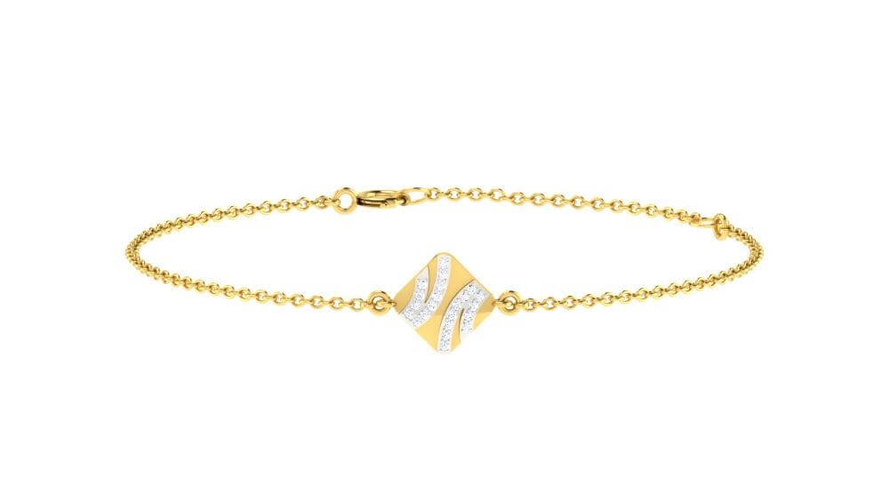 18KT Gold and 0.08 carat E-F/VS Diamond Chain Bracelet