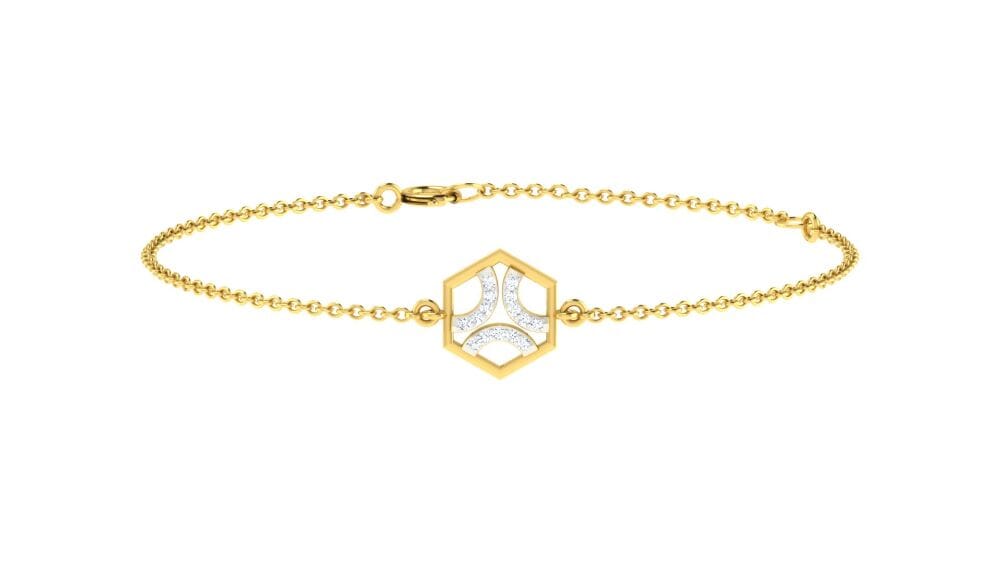 18KT Gold and 0.06 carat E-F/VS Diamond Chain Bracelet