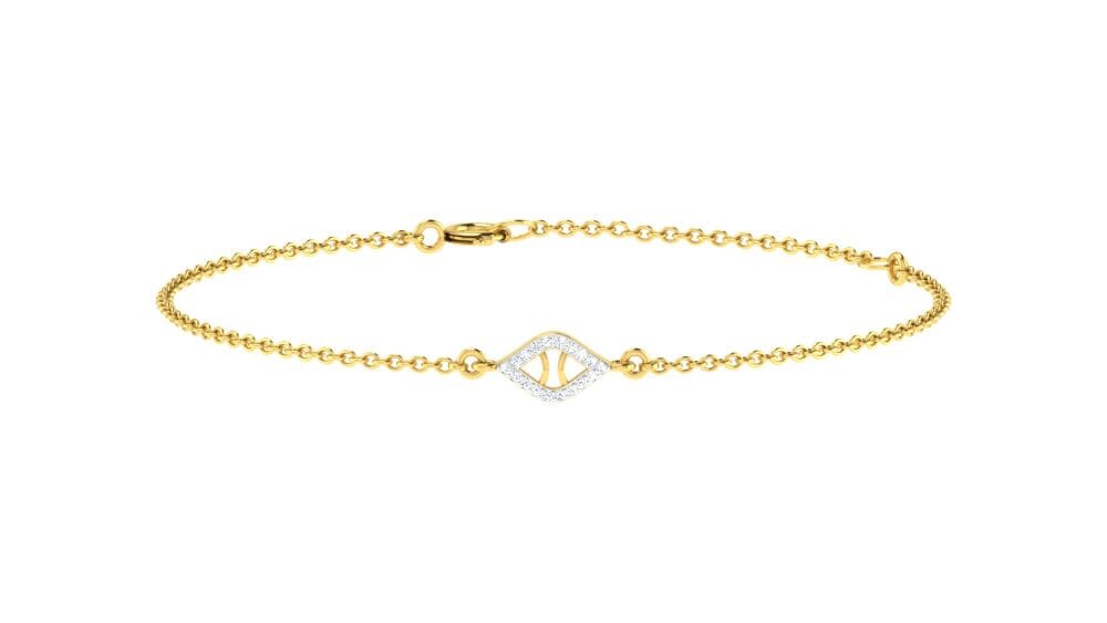18KT Gold and 0.07 carat E-F/VS Diamond Chain Bracelet