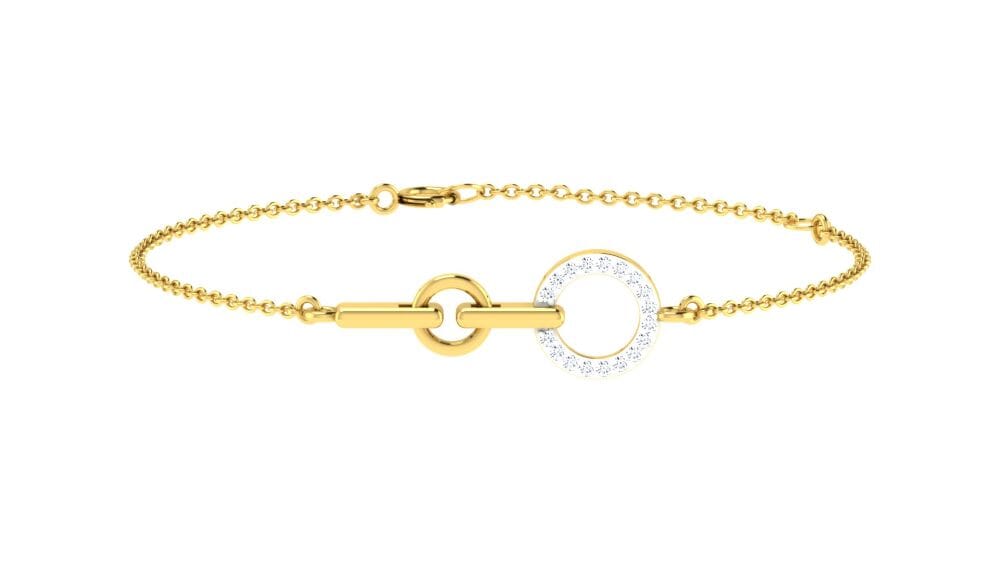18KT Gold and 0.09 carat E-F/VS Diamond Chain Bracelet