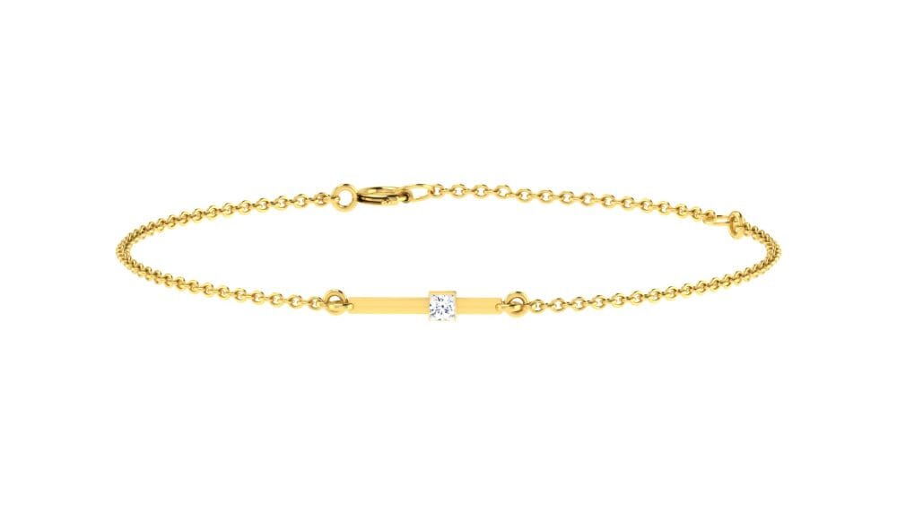 18KT Gold and 0.02 carat E-F/VS Diamond Chain Bracelet