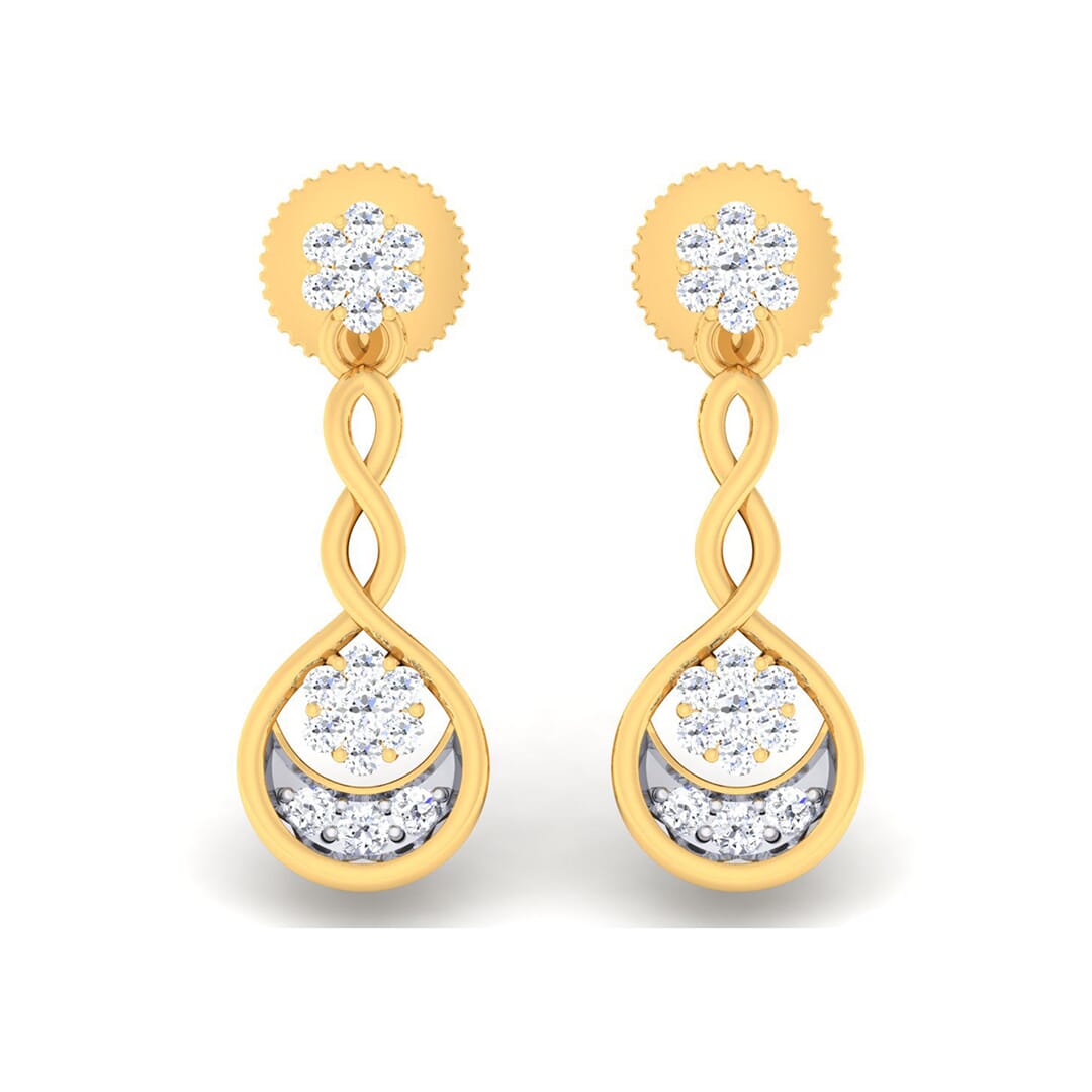 18K Gold Earring and 0.44 carat Diamonds