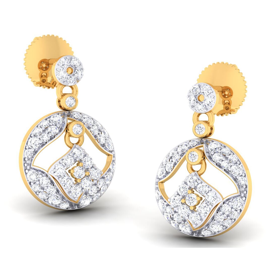 18K Gold Earring and 1.04 carat Diamonds