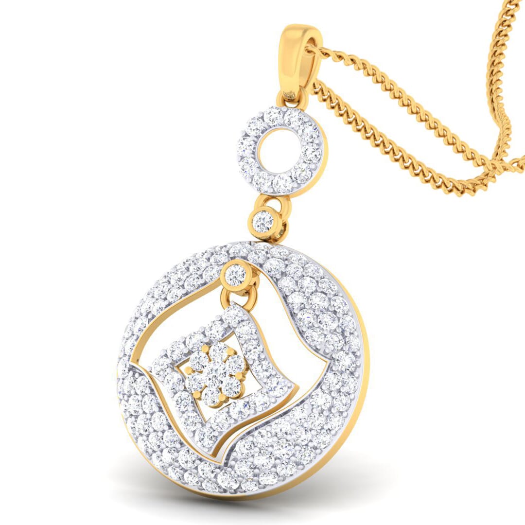 18K Gold Pendant and 1.63 carat Diamonds