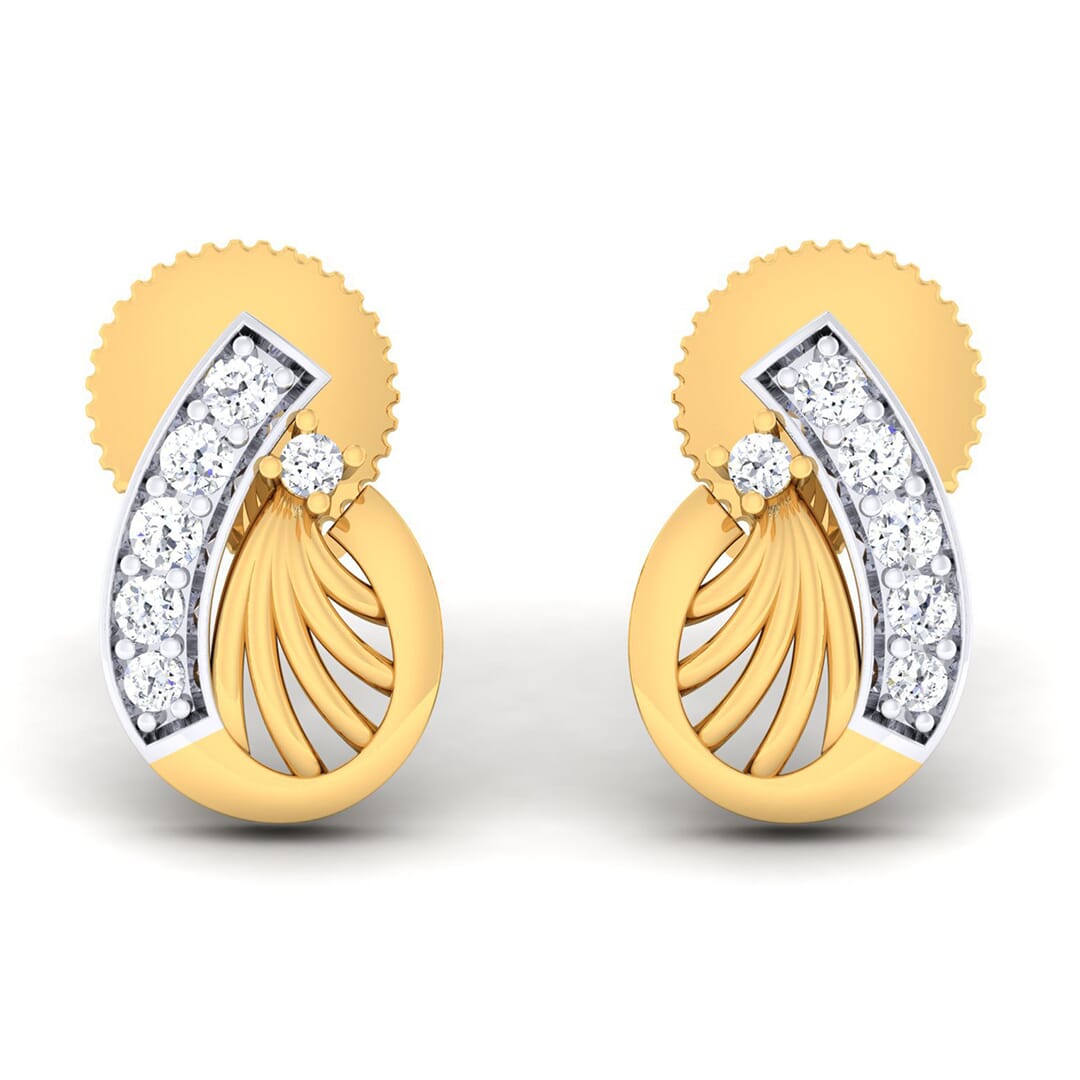 18K Gold Earring and 0.18 carat Diamonds