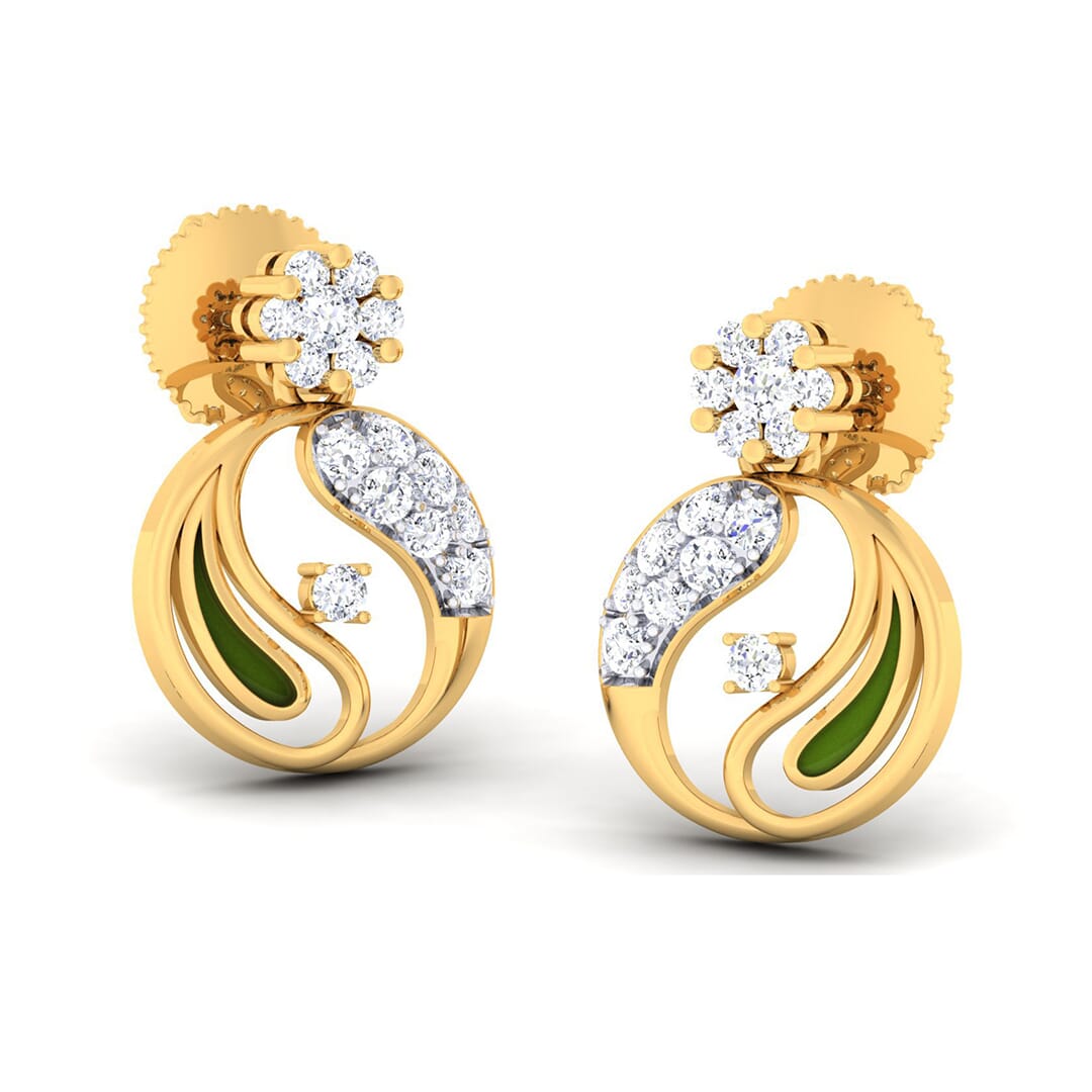 18K Gold Earring and 0.50 carat Diamonds