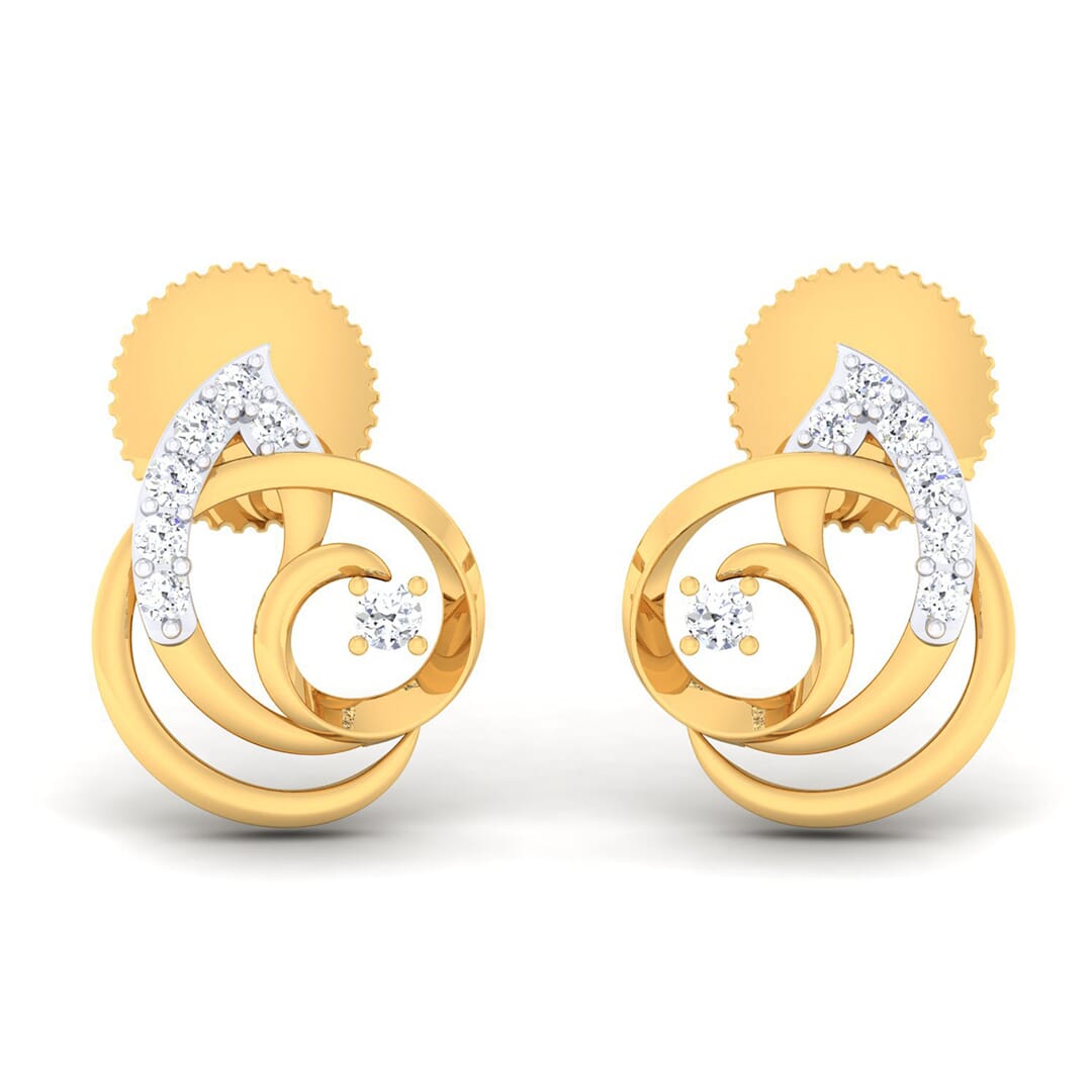 18K Gold Earring and 0.16 carat Diamonds