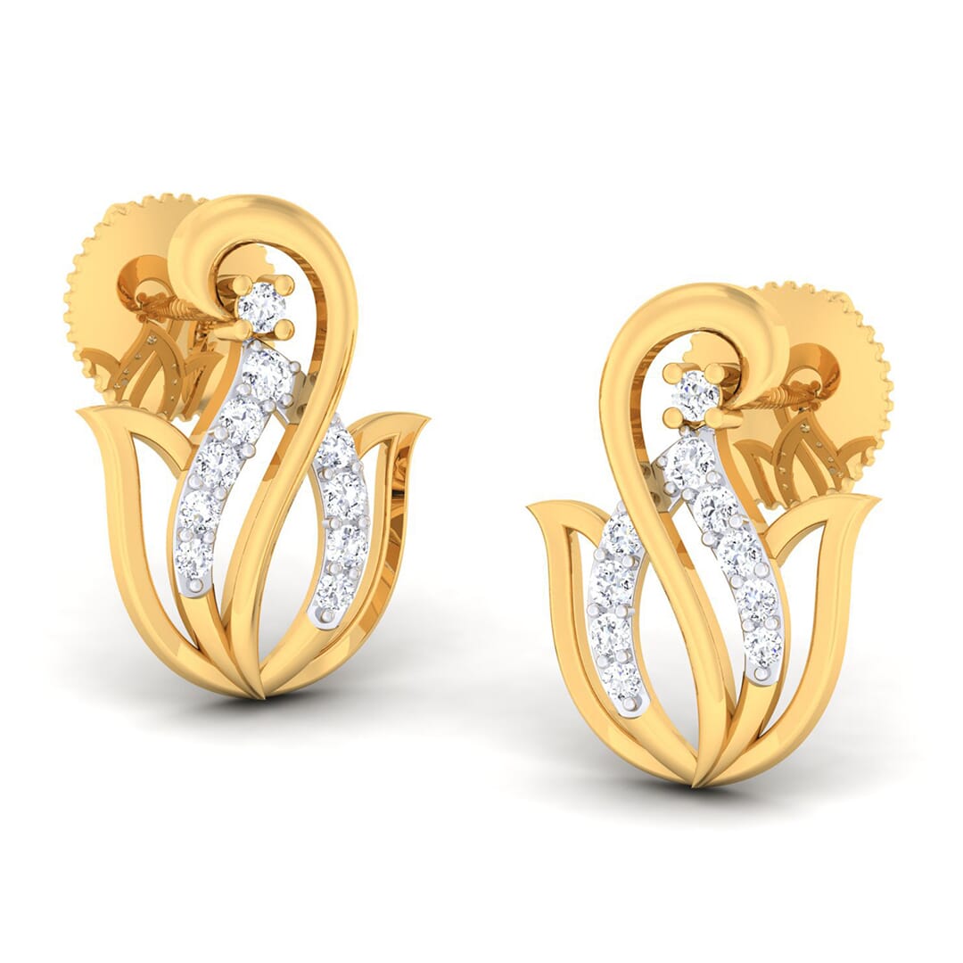 18K Gold Earring and 0.23 carat Diamonds