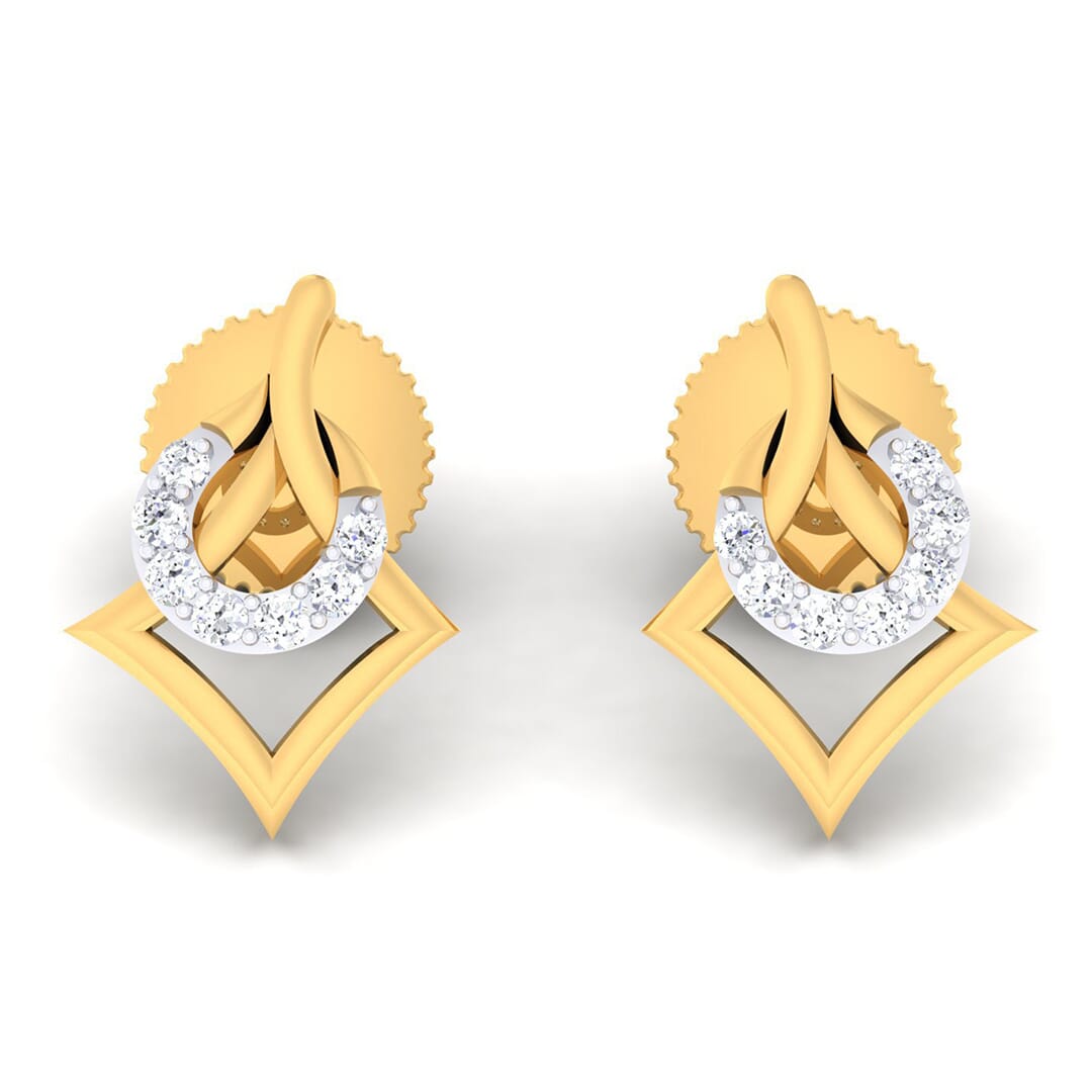 18K Gold Earring and 0.13 carat Diamonds